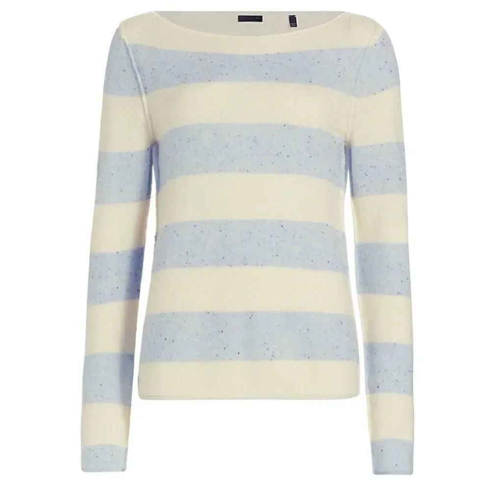 ATM Anthony Thomas Melillo Striped Cashmere Sweater In Periwinkle Combo Size L